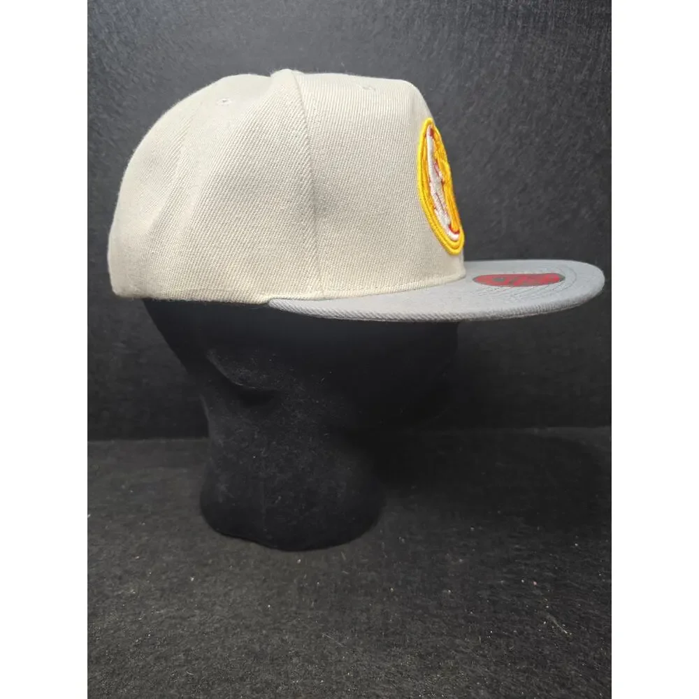 Mitchell & Ness Atlanta Hawks Cool Grey Snapback Hat Cap Retro Logo Red Yellow